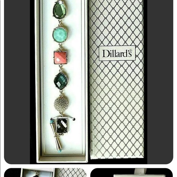 NEW bracelet Multicolor crystals toggle gold tone approx 8" long PRETTY, NIB - Picture 5 of 5